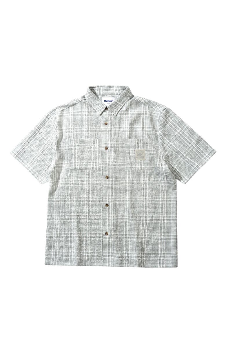 Butter Goods Equipment Plaid Seersucker Short Sleeve Button-Up Shirt, Main, color,