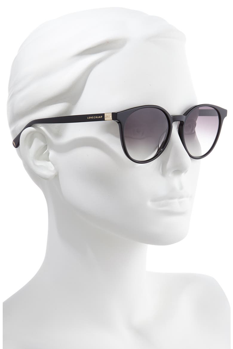 Le Pliage 51mm Gradient Round Sunglasses, Alternate, color, BLACK