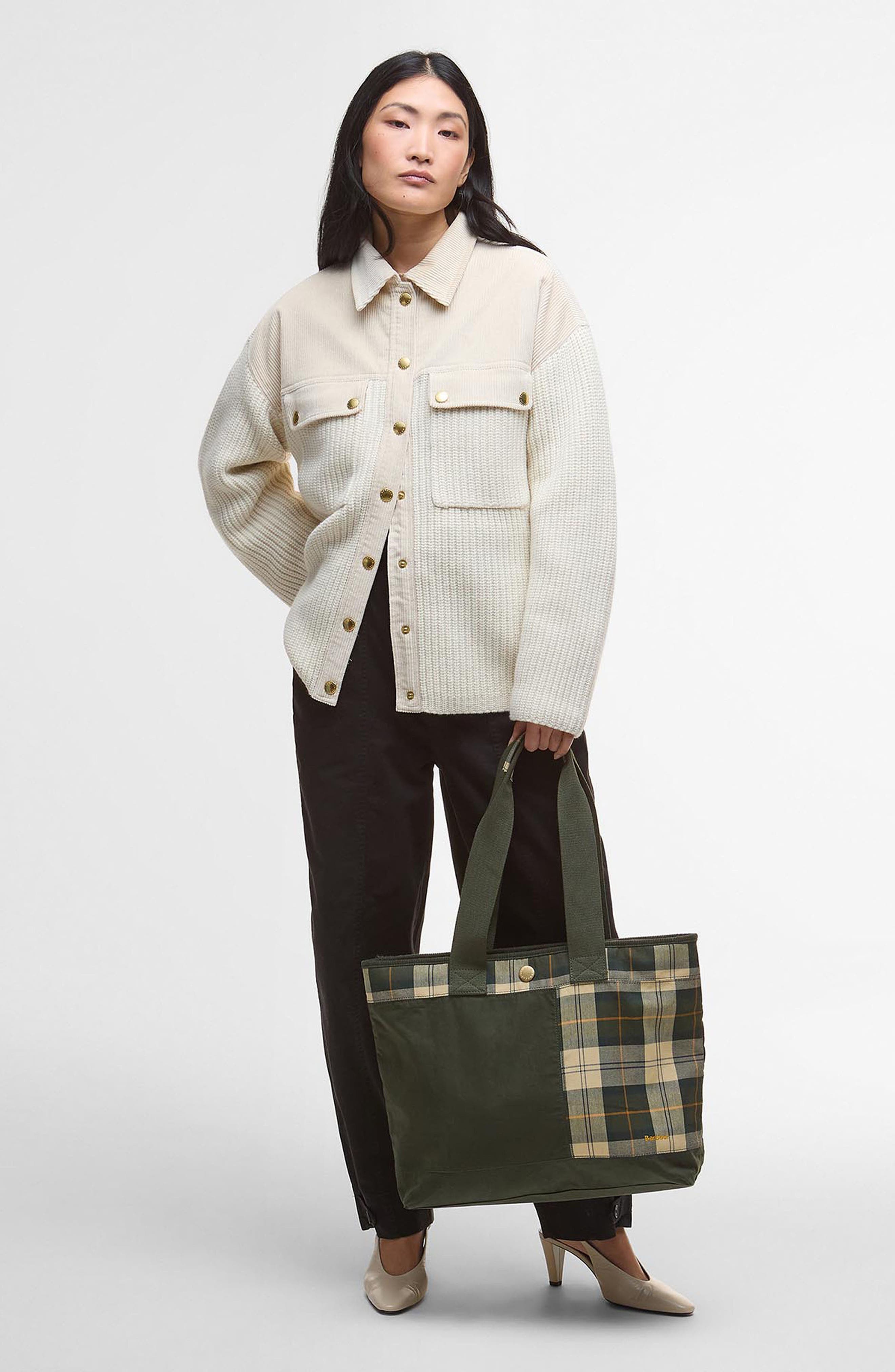 Barbour Mya Patchwork Cotton Tote, Alternate, color, Sage/ Ancient