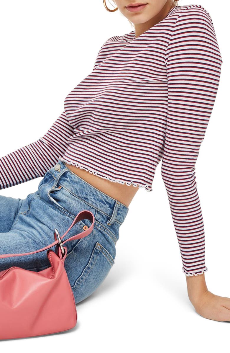 Topshop Lettuce Edge Stripe Tee, Main, color,