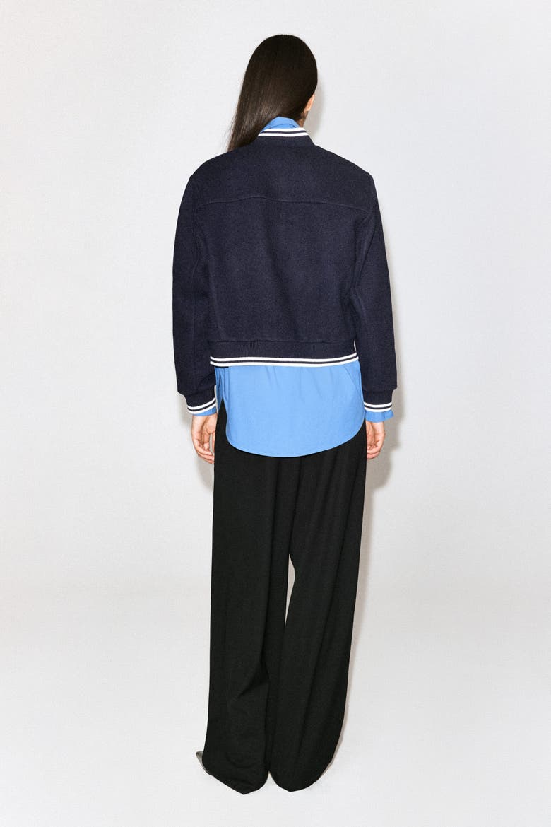 Boiled Wool-Blend Bomber Jacket, Alternate, color, NAVY