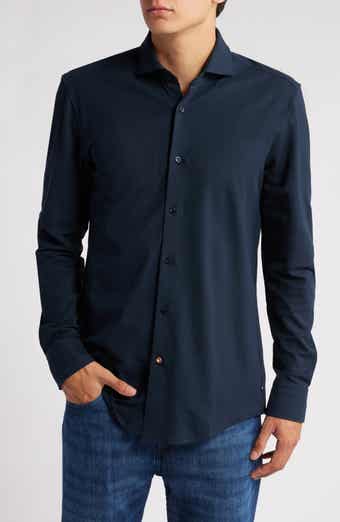 Hank Slim Fit Solid Performance Cotton Piqué Dress Shirt