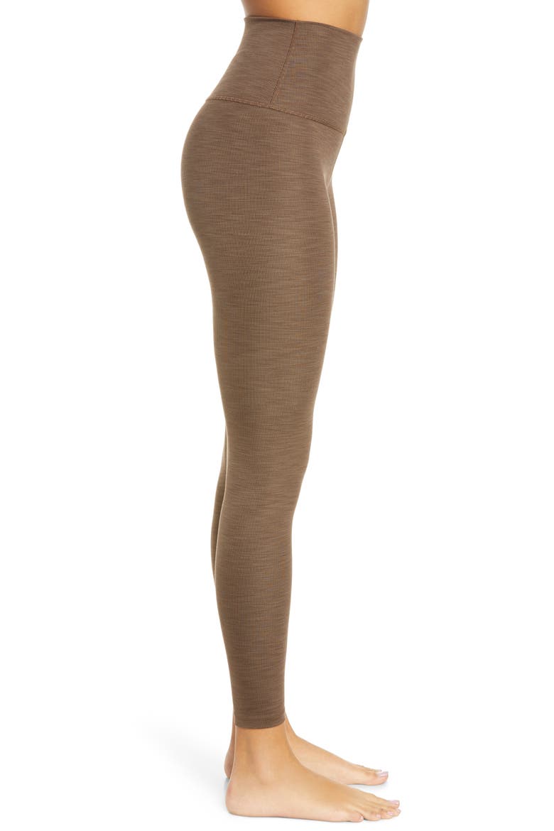 Heather High Waist Rib Leggings, Alternate, color, COCOA BROWN HEATHER