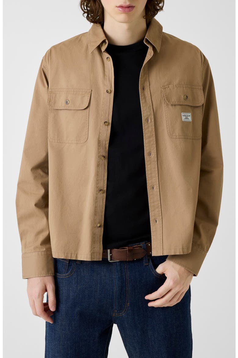 Boxy Cotton Shirt Jacket, Main, color, TAN