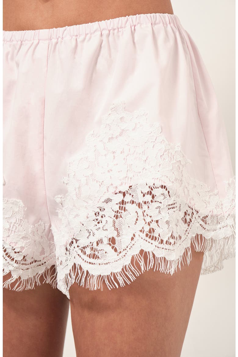 Rue Eyelash Lace Trim Shorts, Alternate, color, BABY PINK