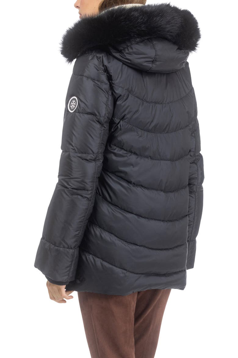 Apres-Ski Mid Jacket With Detachable Genuine Shearling Hood Trim, Alternate, color, BLACK/BLACK