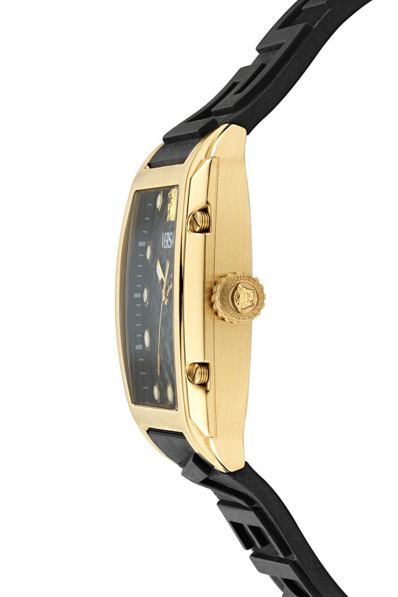 Dominus Silicone Strap Watch, 44mm x 36mm, Alternate, color, IP YELLOW GOLD