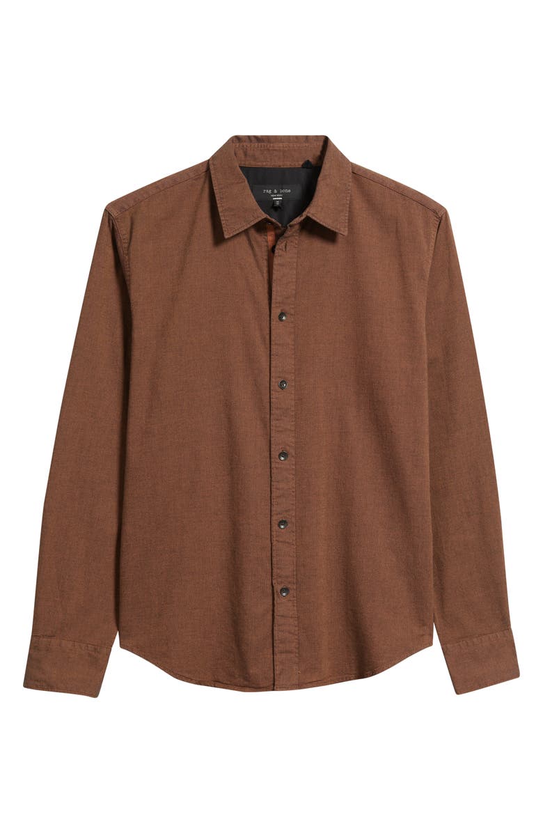 rag & bone Tomlin Cotton Dobby Button-Up Shirt, Main, color, Rust