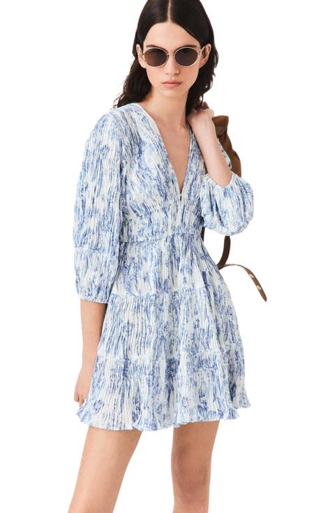 Patterned pleated dress