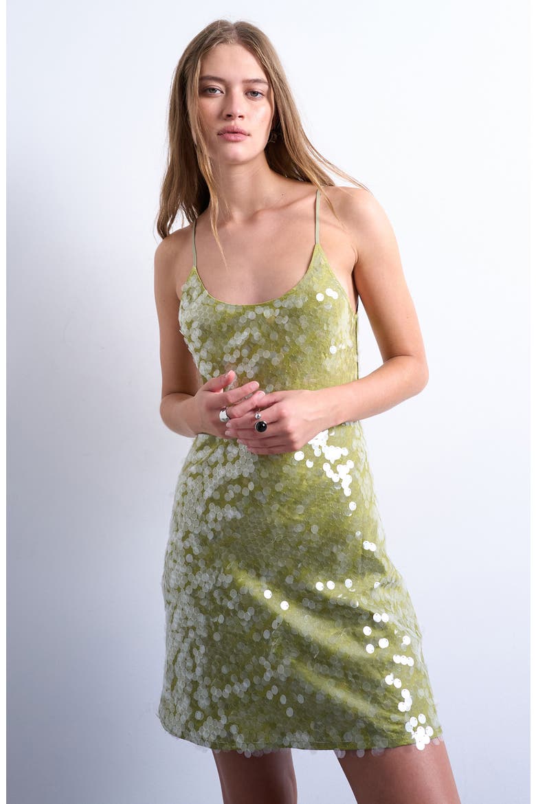 Scoop Neck Sequin Minidress, Alternate, color, MEDIUM GREEN