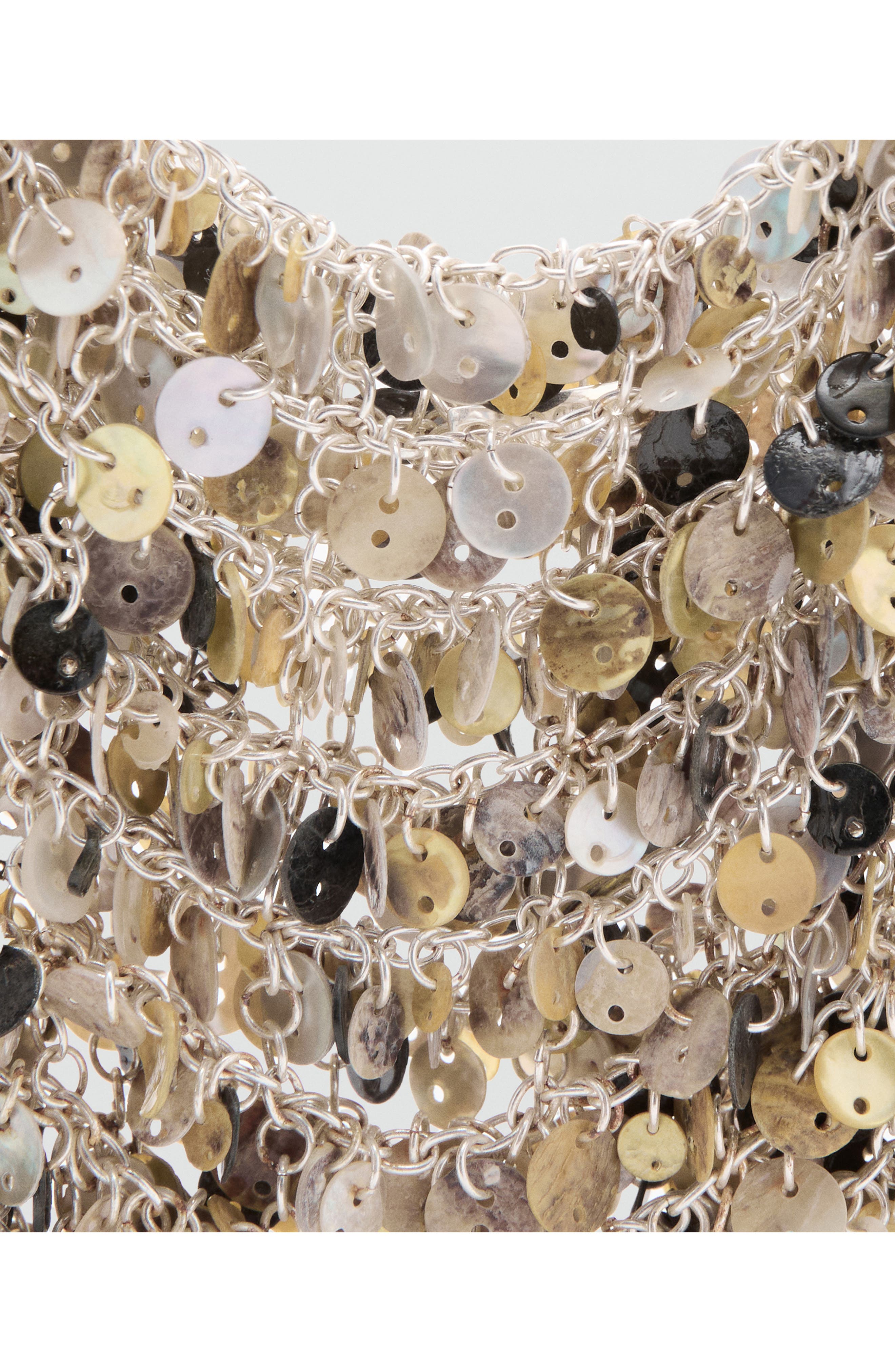 Disc Detail Chain Shoulder Bag, Alternate, color, SILVER