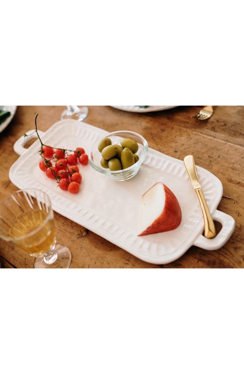 VIETRI Pietra Serena Handled Rectangular Tray, Alternate, color, White