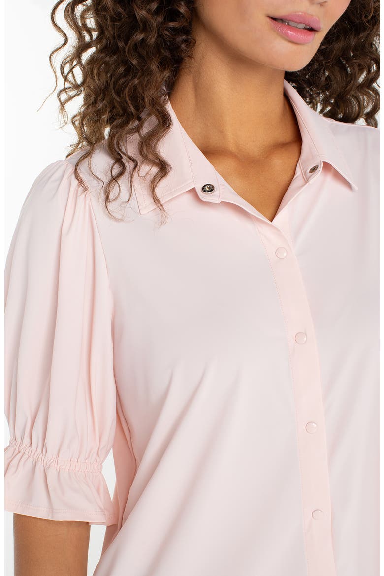 Puff Sleeve Knit Snap-Up Shirt, Alternate, color, LT PINK