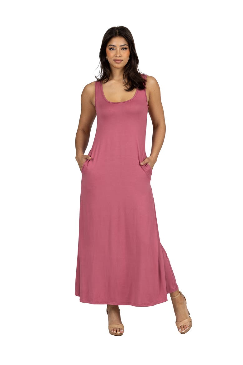 Scoop Neck Sleeveless Maxi Dress with Pockets, Main, color, Rose