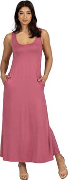 24seven Comfort Apparel Scoop Neck Sleeveless Maxi Dress with Pockets
