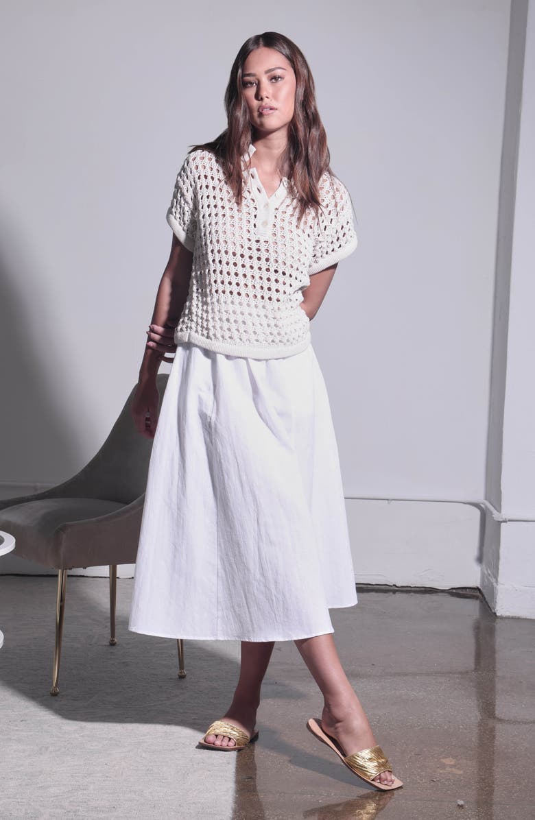 Walter Baker Sharon Cotton & Linen Midi Skirt, Alternate, color,