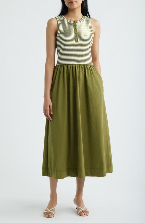 Bernardo Stripe Mixed Media Midi Dress
