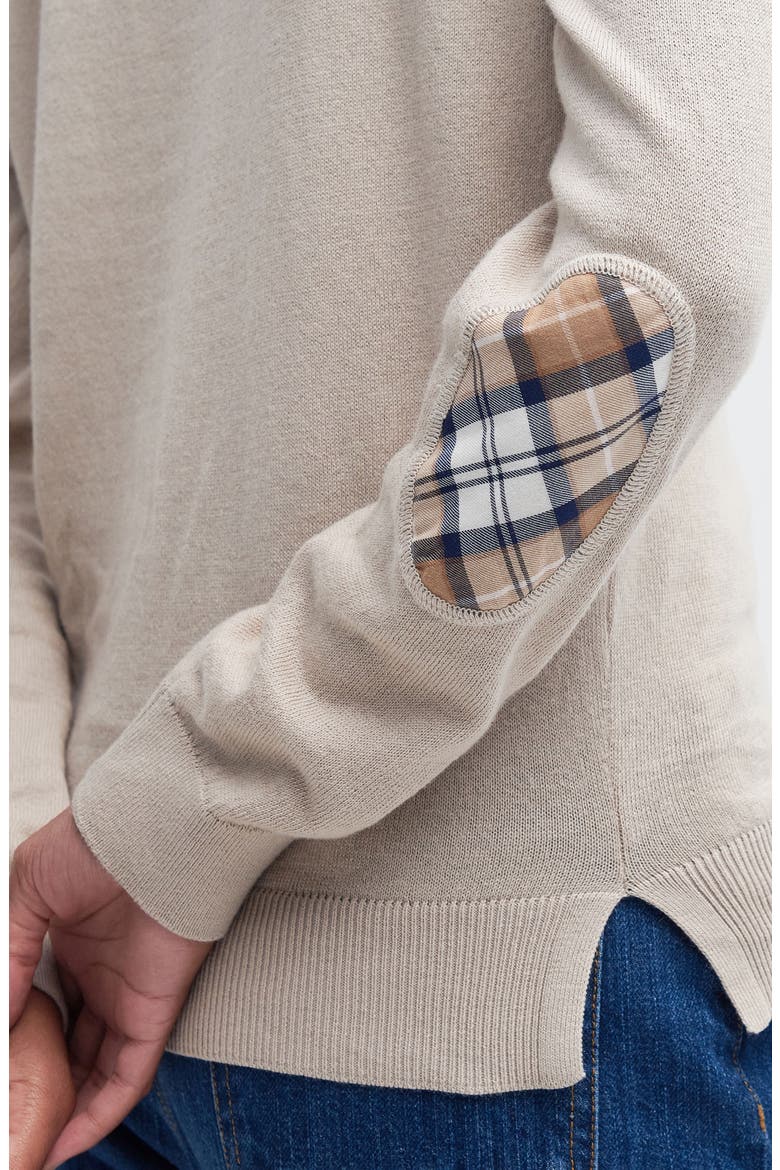 Bredon Tartan Accent Cotton & Cashmere Cardigan, Alternate, color, OATMEAL HESSIAN TART