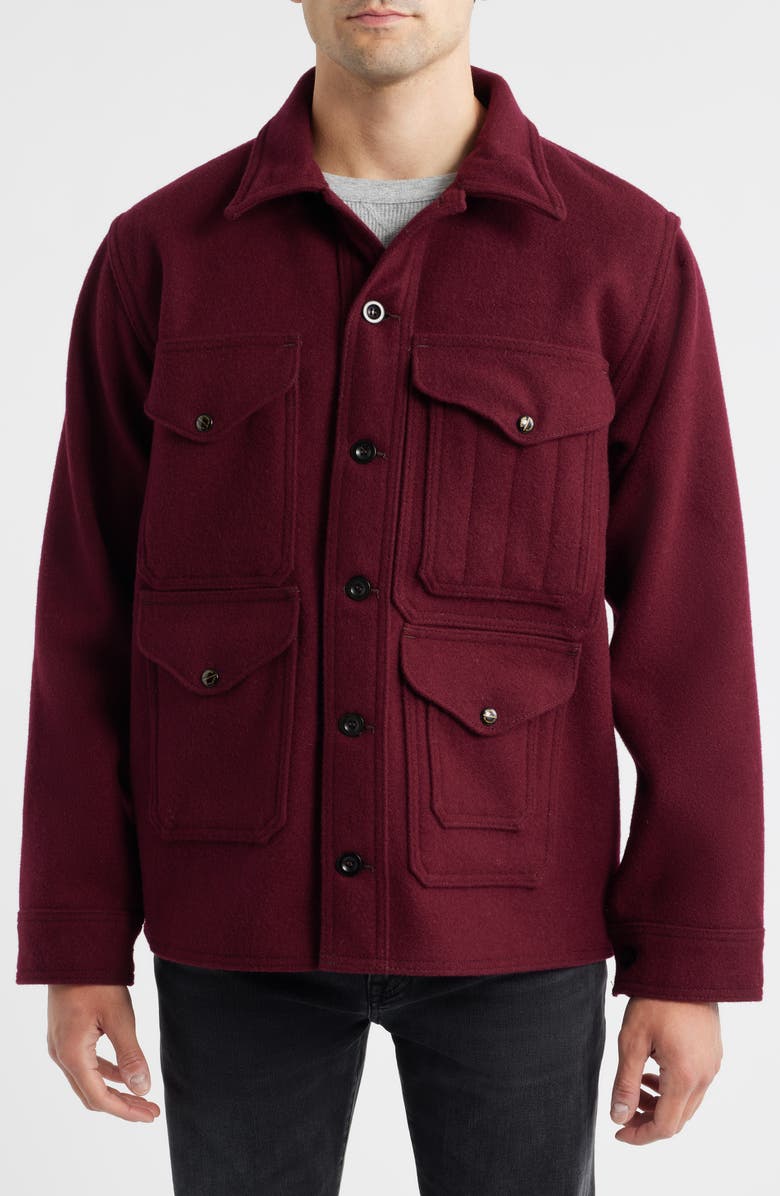 Filson 1940s Mackinaw Cruiser Wool Jacket, Alternate, color, Wine
