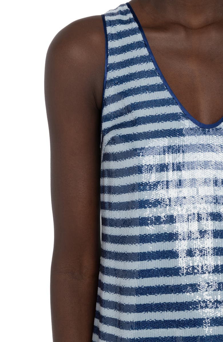 Zadig & Voltaire Rasha Sequin Stripe Sleeveless Dress, Alternate, color, Sky