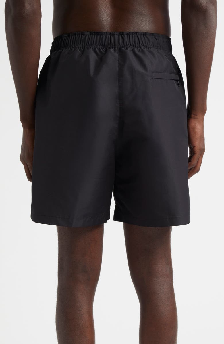 Versace Embroidered Medusa Swim Trunks, Alternate, color, Black