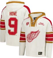 '47 Men's '47 Gordie Howe Cream Detroit Red Wings Blue Line Heritage Name & Number Lace-Up Pullover Hoodie