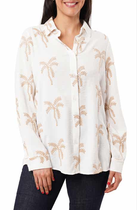 SUNNY LEIGH Palm Tree Embroidered Button-Up Shirt
