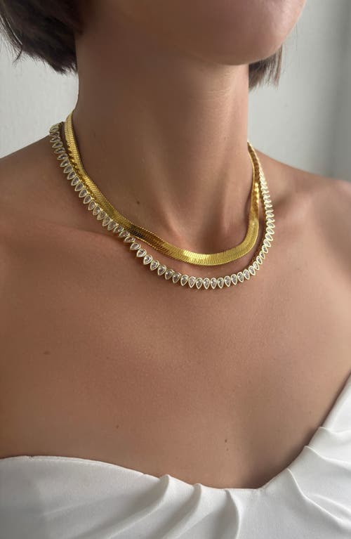 St. Moran Pear Crystal Collar Necklace In Gold