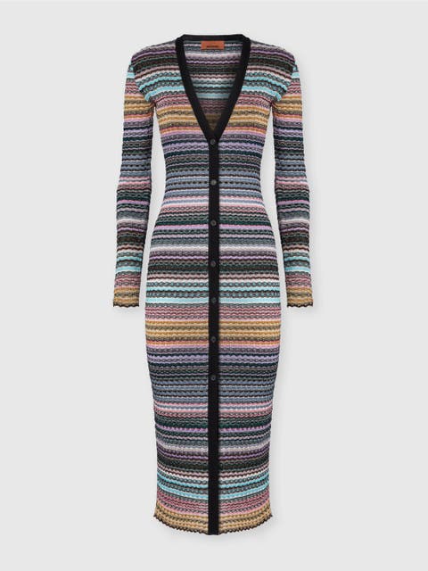 Slim Long Striped Cardigan