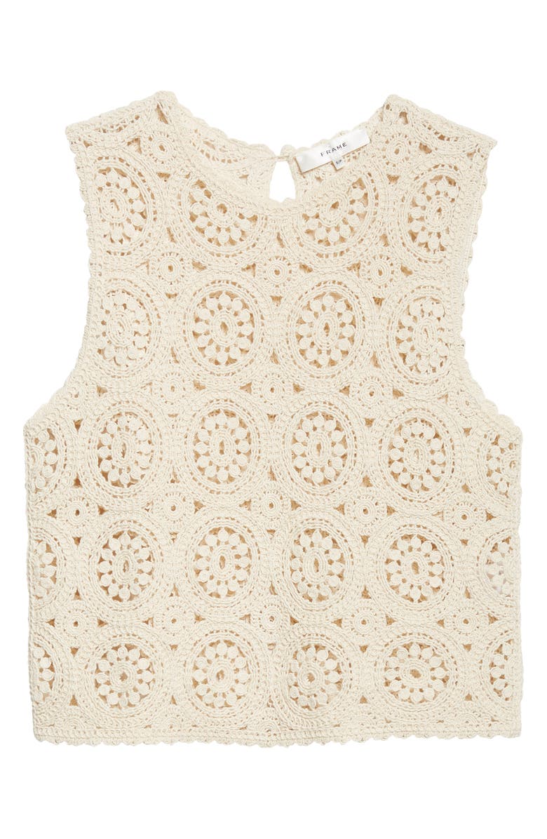 FRAME The Crochet Cotton Tank, Alternate, color, Cream