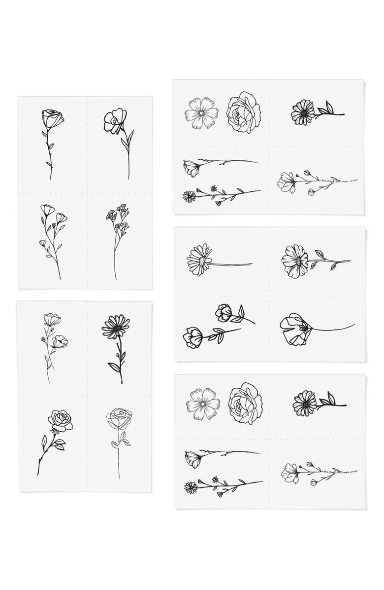 INKED by Dani Blooming Temporary Tattoos, Alternate, color, Black