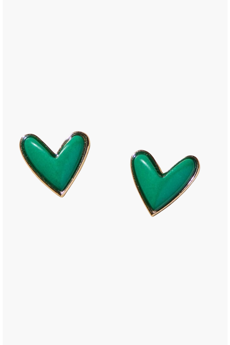 Sweetheart Stud Earrings, Main, color, Green