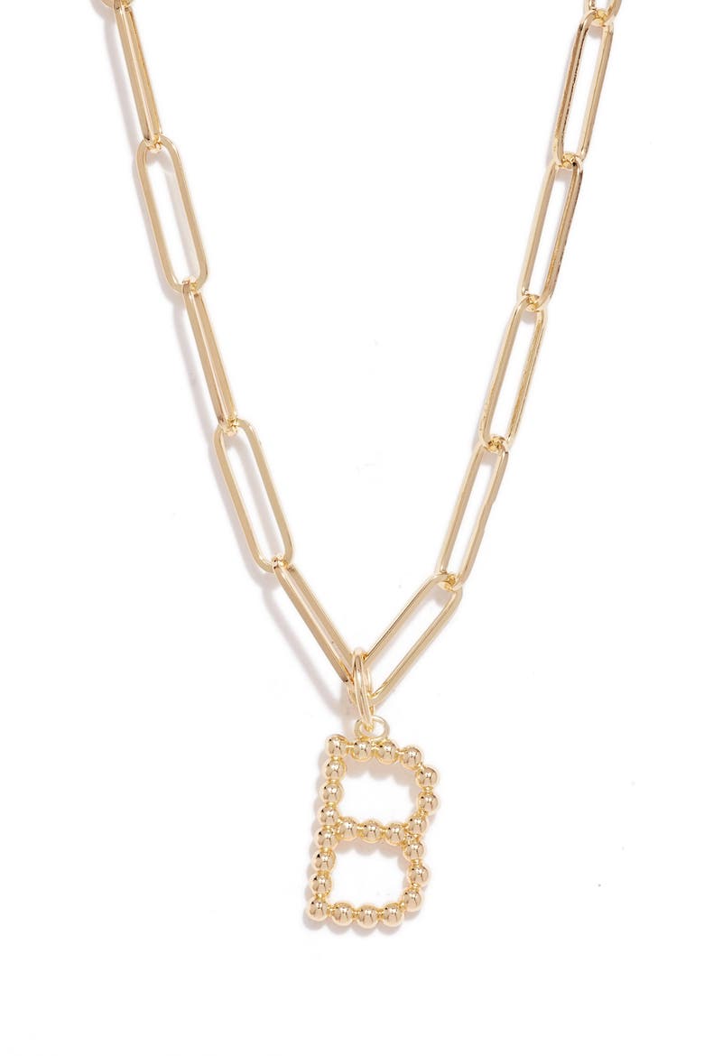 Beaded Initial Necklace, Main, color, B- GOLD