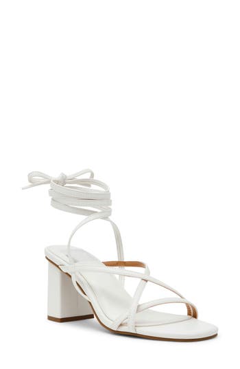Dolce Vita Dv By Haze Ankle Tie Black Heel Sandal In White