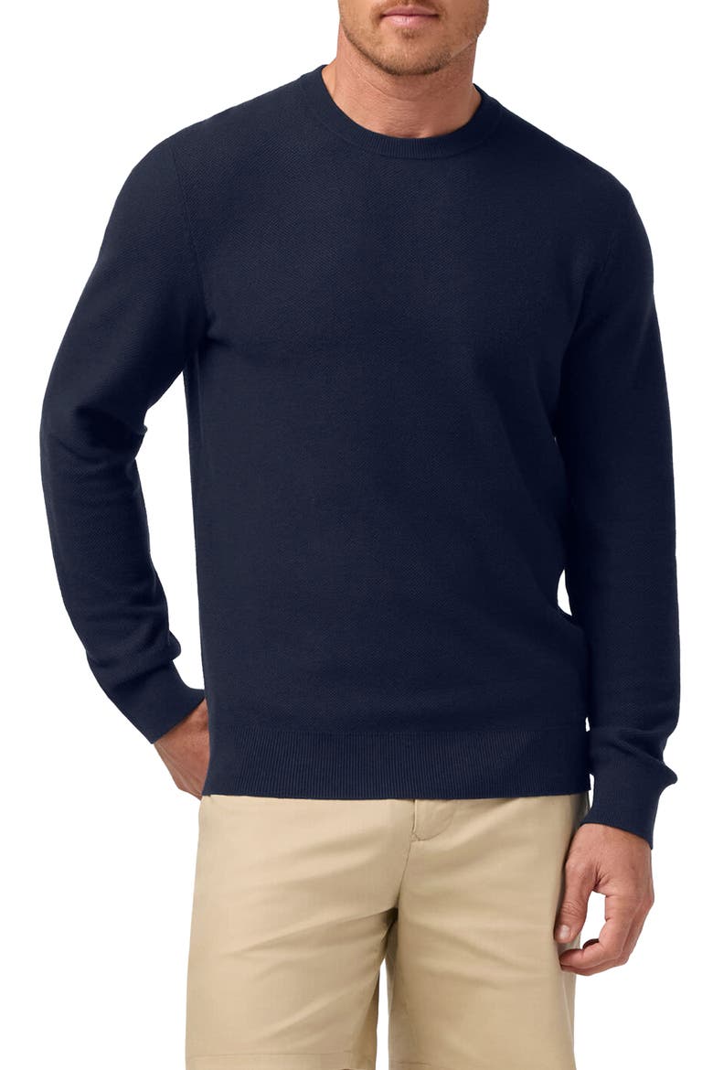 Ashe Crewneck Cotton Blend Performance Sweater, Main, color, NAVY