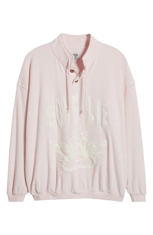 Boys Lie In Denial Logo Appliqué Henley Sweatshirt