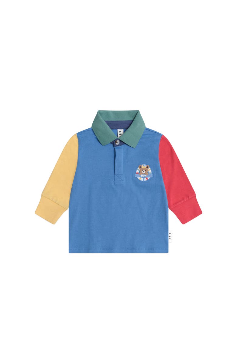 Huxbaby Colour Block Longsleeve Polo Tee, Main, color, Multi