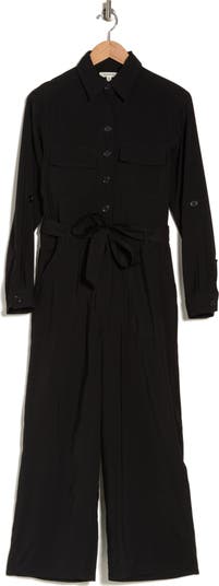 Peach Skin Roll Sleeve Utility Jumpsuit