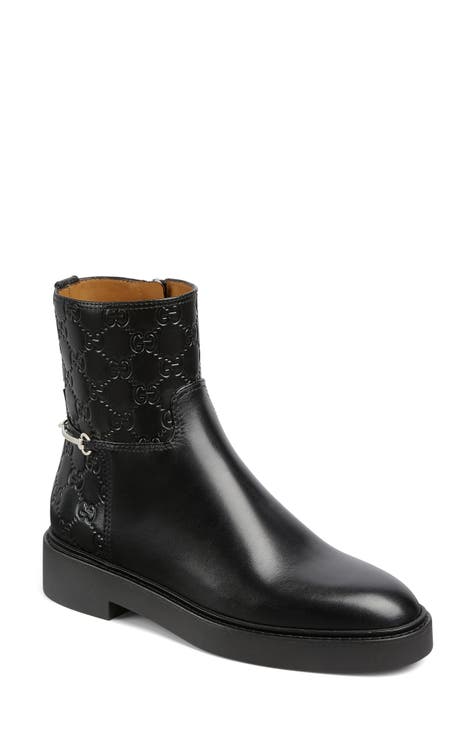 Leather ankle boot with belt gucci price best sale