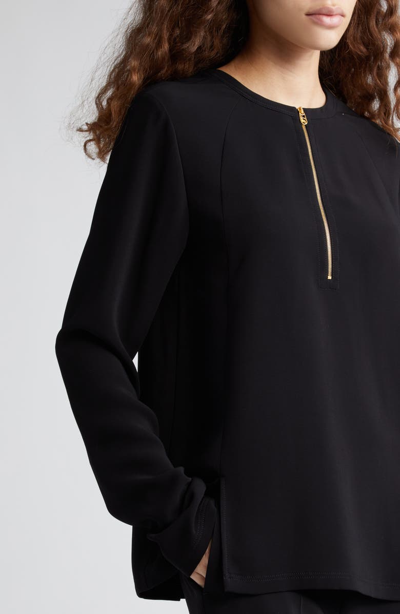 Stella McCartney Iconic Knit Half Zip Top, Alternate, color, Black