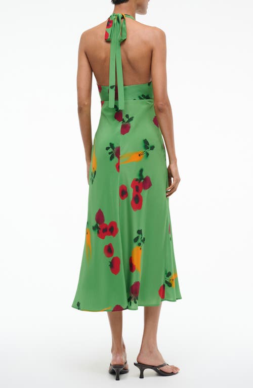 Staud Lucca Printed Silk-crepe Halterneck Midi Dress