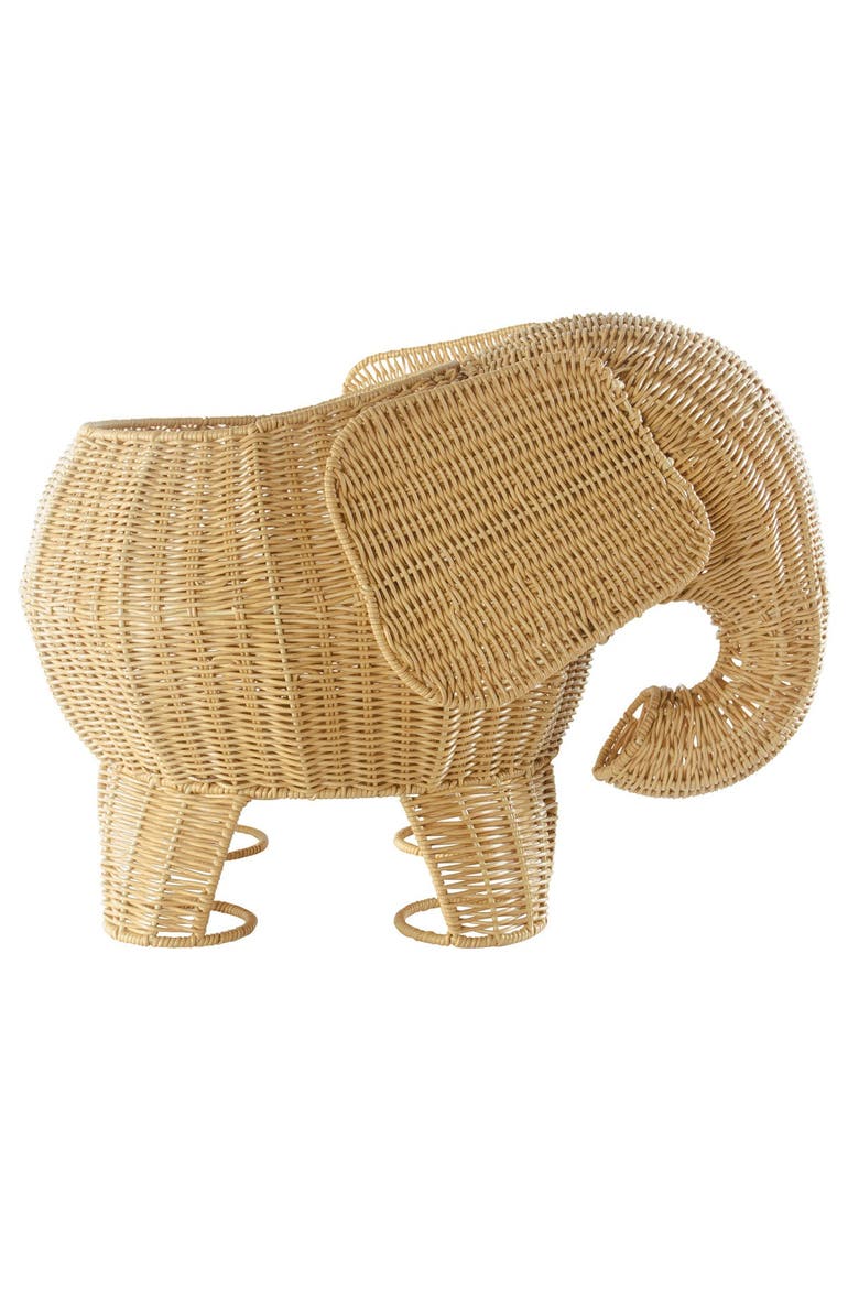 Elephant Washable Wicker Floor Basket, Alternate, color, Brown