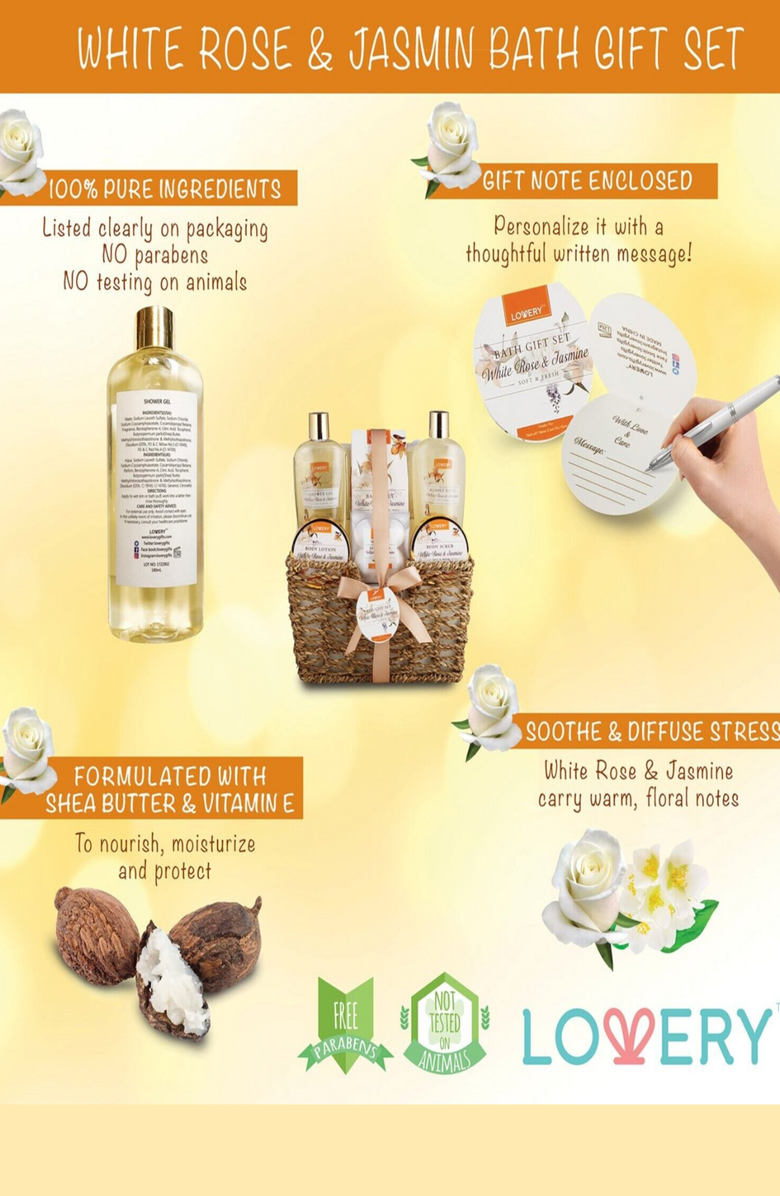 Lovery Home Spa Gift Basket - Luxury 11 pc Bath 
Body Gift Set, Alternate, color, 