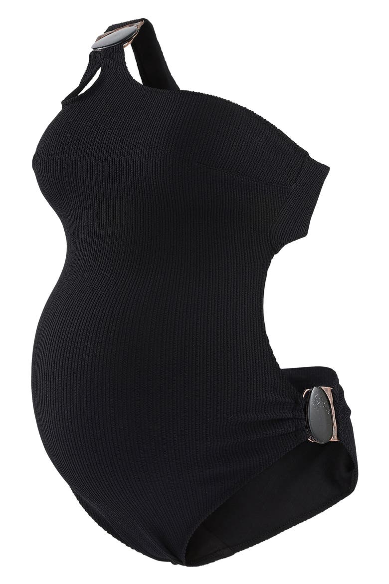 Bayside One-Piece Maternity Swimsuit, Main, color, BLACK