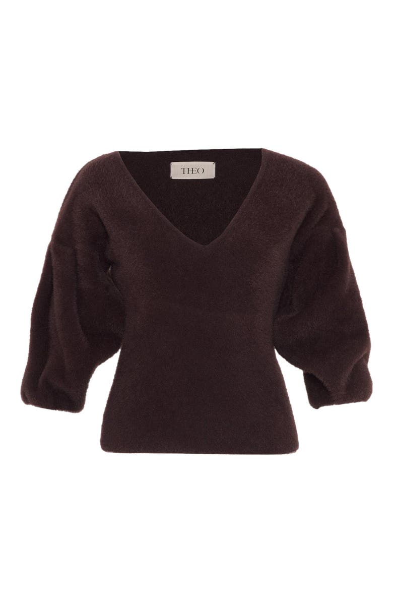 THEO The Label Ersa Bouffant Sleeve V-Neck Pullover, Alternate, color, 