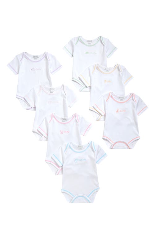 Kissy Kissy Days Of The Week Set Of 7 Bodysuits In White