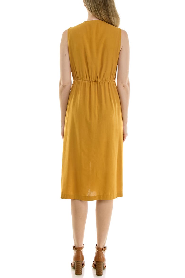 Pintucked Sleeveless Midi Dress, Alternate, color, GOLD