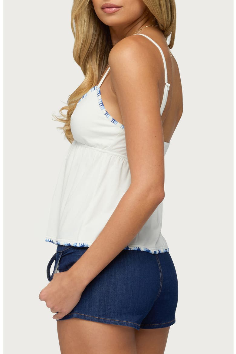 Grazi Contrast Stitched Babydoll Camisole, Alternate, color, WHITE