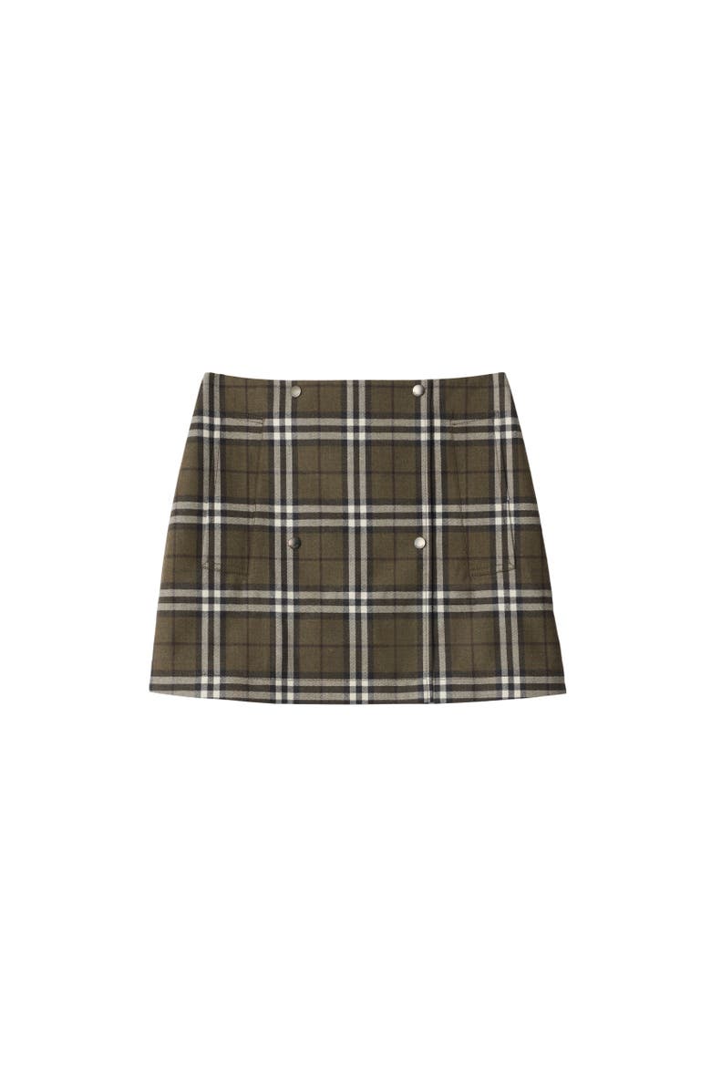 Burberry Check Bonded Wool Trench Mini Skirt, Alternate, color, Shrub/Yew