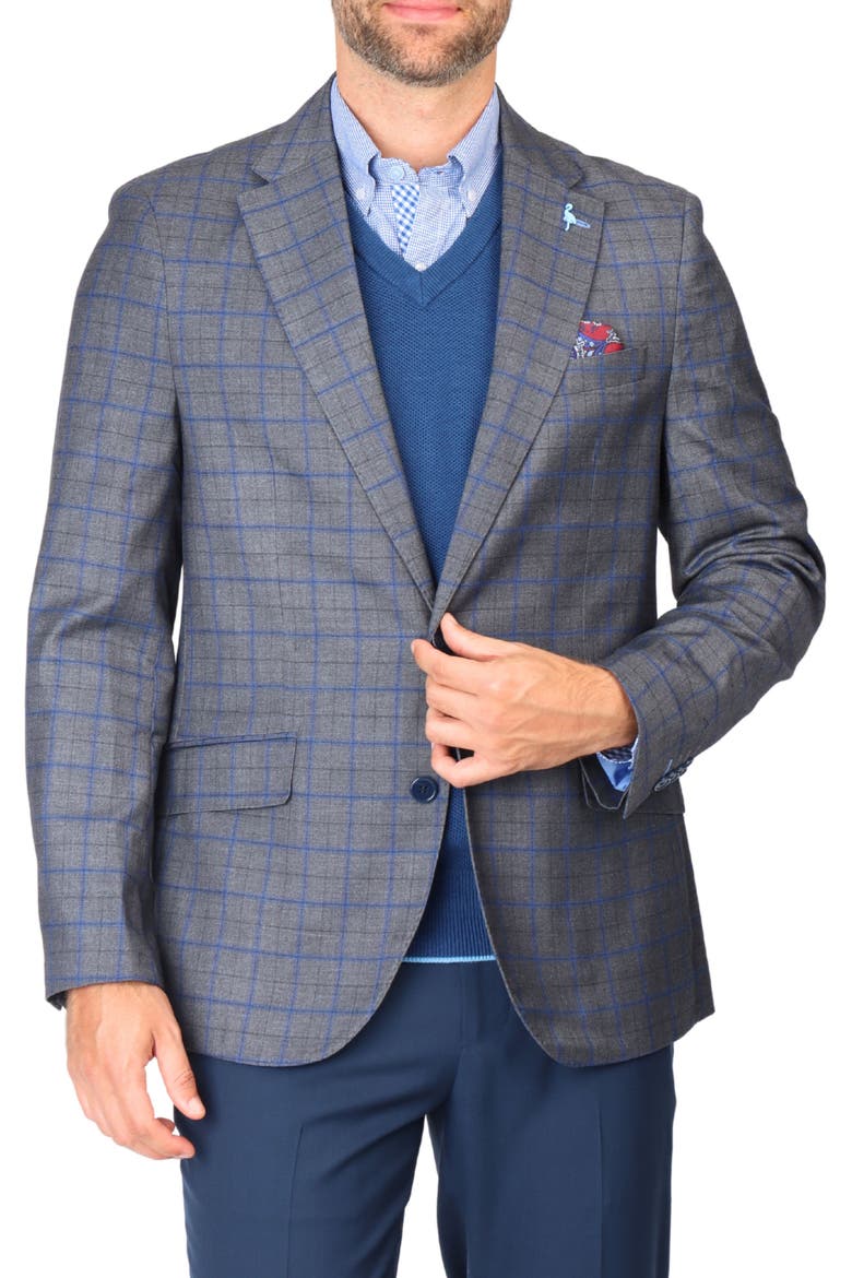 Classic Mélange Windowpane Sport Coat, Main, color, CHARCOAL